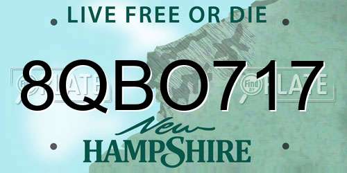 8QBO717 New Hampshire License Plate