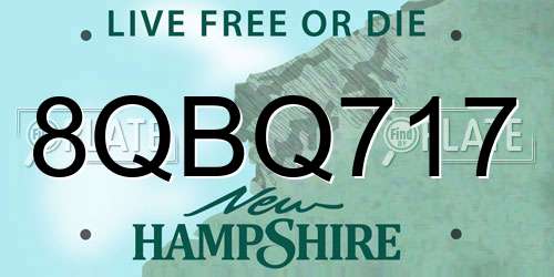 8QBQ717 New Hampshire License Plate