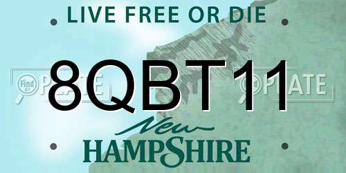 8QBT11 New Hampshire License Plate