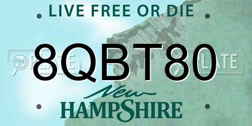 8QBT80 New Hampshire License Plate