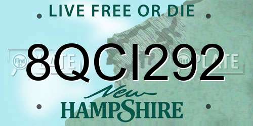 8QCI292 New Hampshire License Plate