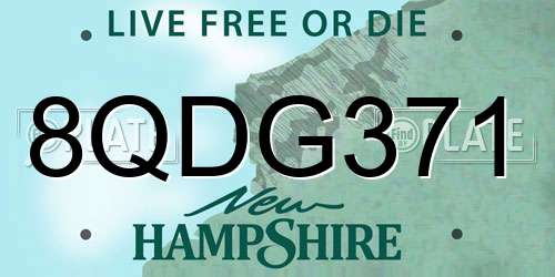 8QDG371 New Hampshire License Plate