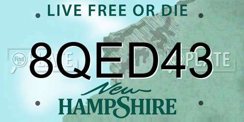 8QED43 New Hampshire License Plate