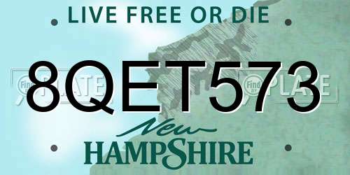 8QET573 New Hampshire License Plate