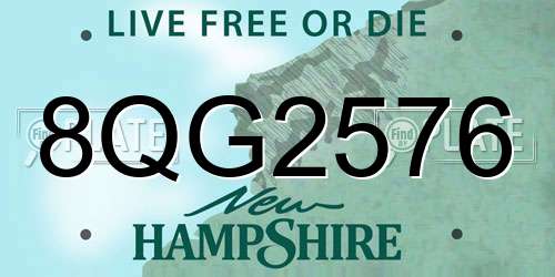 8QG2576 New Hampshire License Plate