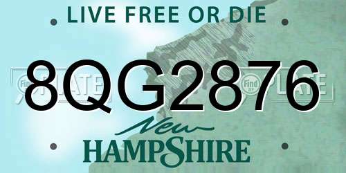 8QG2876 New Hampshire License Plate