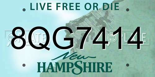 8QG7414 New Hampshire License Plate