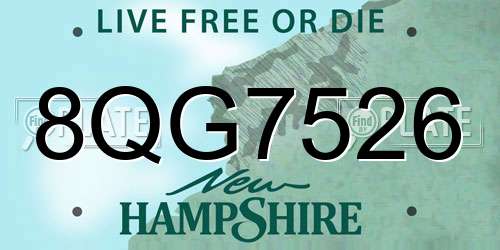 8QG7526 New Hampshire License Plate