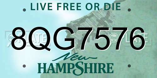 8QG7576 New Hampshire License Plate
