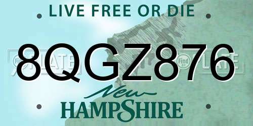 8QGZ876 New Hampshire License Plate