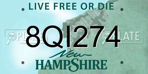 8QI274 New Hampshire License Plate