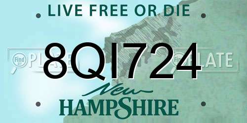 8QI724 New Hampshire License Plate