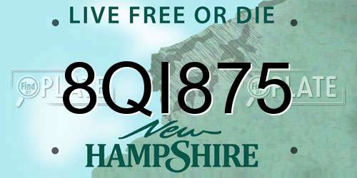 8QI875 New Hampshire License Plate