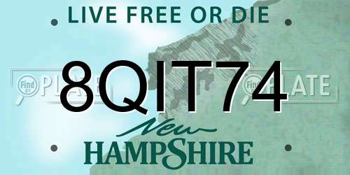 8QIT74 New Hampshire License Plate