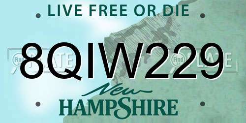 8QIW229 New Hampshire License Plate