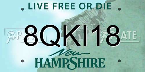 8QKI18 New Hampshire License Plate