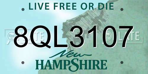 8QL3107 New Hampshire License Plate
