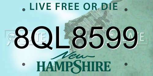 8QL8599 New Hampshire License Plate