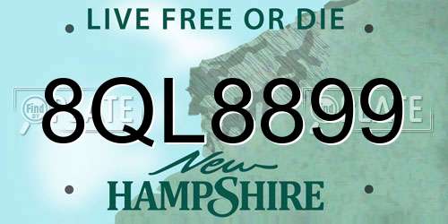 8QL8899 New Hampshire License Plate