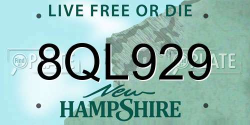 8QL929 New Hampshire License Plate