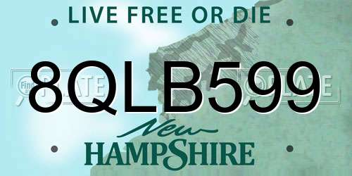 8QLB599 New Hampshire License Plate
