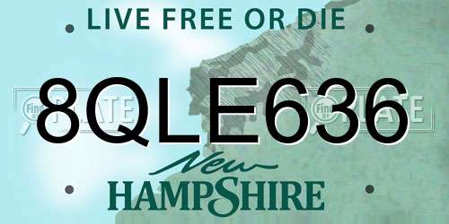 8QLE636 New Hampshire License Plate