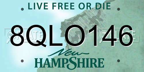 8QLO146 New Hampshire License Plate