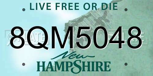 8QM5048 New Hampshire License Plate