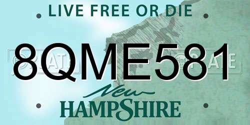 8QME581 New Hampshire License Plate