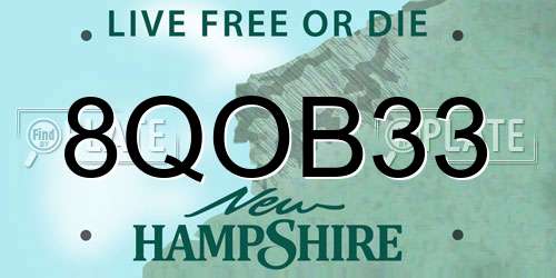 8QOB33 New Hampshire License Plate