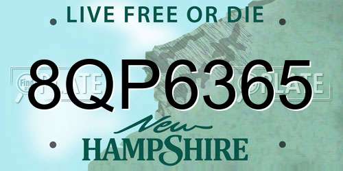 8QP6365 New Hampshire License Plate