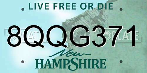8QQG371 New Hampshire License Plate