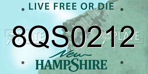 8QS0212 New Hampshire License Plate