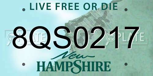 8QS0217 New Hampshire License Plate