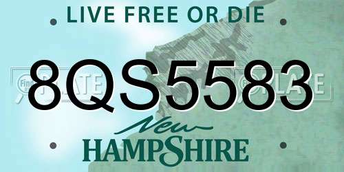 8QS5583 New Hampshire License Plate