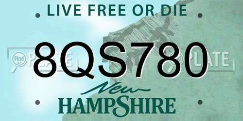 8QS780 New Hampshire License Plate