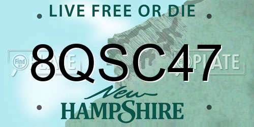 8QSC47 New Hampshire License Plate