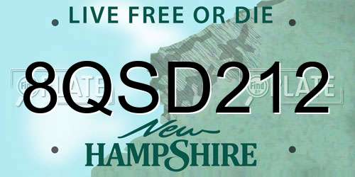 8QSD212 New Hampshire License Plate