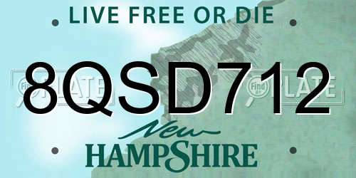 8QSD712 New Hampshire License Plate