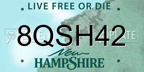 8QSH42 New Hampshire License Plate