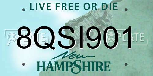 8QSI901 New Hampshire License Plate