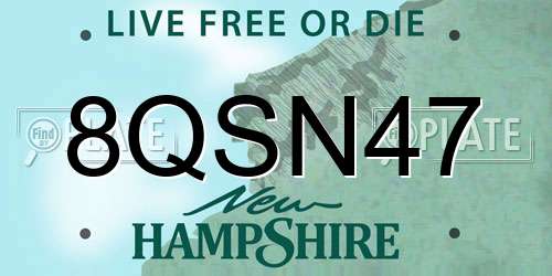 8QSN47 New Hampshire License Plate