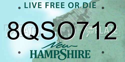 8QSO712 New Hampshire License Plate