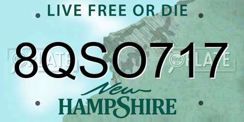 8QSO717 New Hampshire License Plate