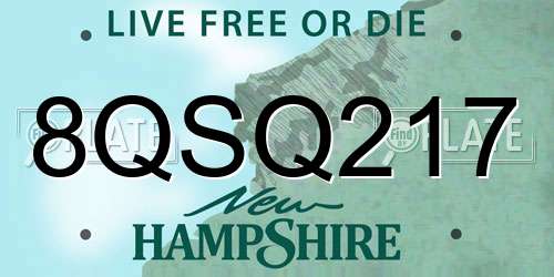 8QSQ217 New Hampshire License Plate
