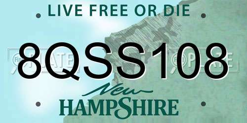 8QSS108 New Hampshire License Plate