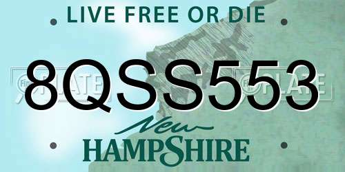 8QSS553 New Hampshire License Plate