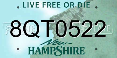 8QT0522 New Hampshire License Plate