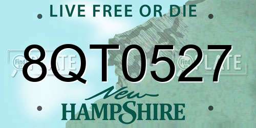 8QT0527 New Hampshire License Plate
