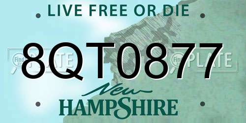 8QT0877 New Hampshire License Plate